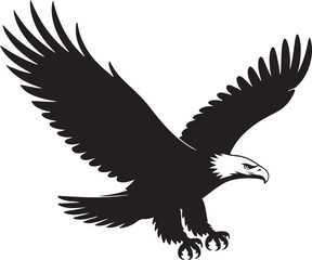 Fototapeta premium Flying bald eagle silhouette showing full wingspan and sharp talons.