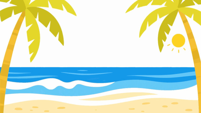 Vector illustration of a couple relaxing on a sandy beach looking at the blue sea