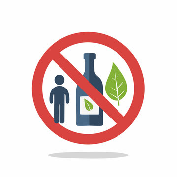 No Alcohol or Human Icon with Leaf Symbol