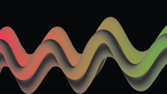 Abstract red green wave seamless pattern background with gradient sine curve decorative design for modern digital art wallpaper