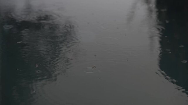 rain drops on the pool