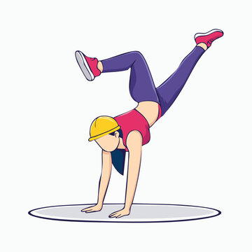 Woman Performing Breakdance Handstand
