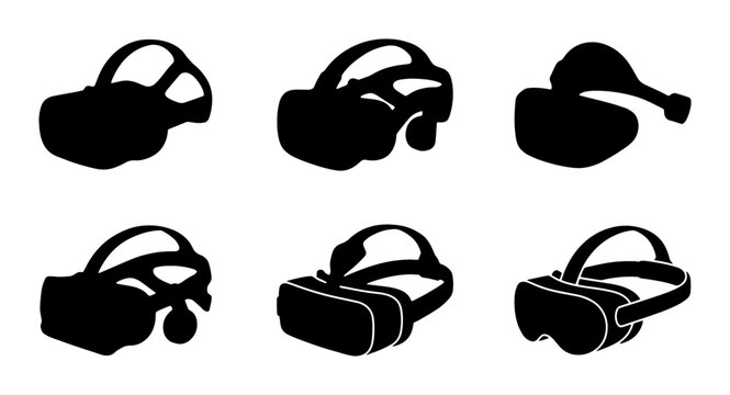 Virtual Reality Headsets, VR Goggles Collection, Futuristic Technology Icons, Immersive Gaming Gear