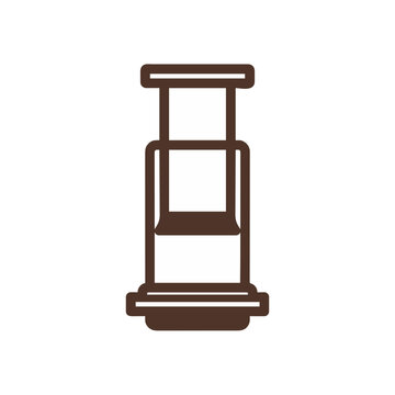 Minimalist Coffee Press Brewer Icon for Cafe Menu, App UI, and Brewing Guide Design