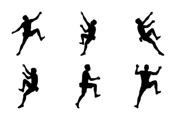 Rock Climbing Silhouettes, Bouldering Action Poses, Athletic Man Vector Set © Sajib