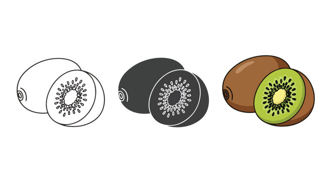 Fresh kiwi fruit icon set collection - Glyph solid icon - Editable modern style icon - Clipart, sticker - icon set - Clipart