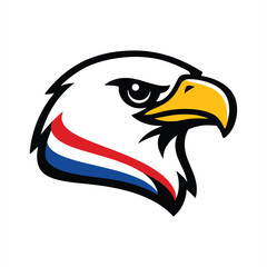 Obraz premium A close-up illustration of an eagle's head with a patriotic stripe