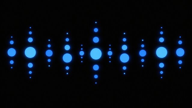 Blue circular light points rhythmically glowing against black background.