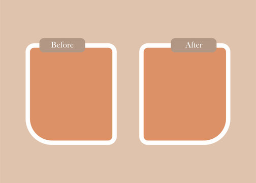 Before and after comparison template with orange boxes and tabs comparison template contrast