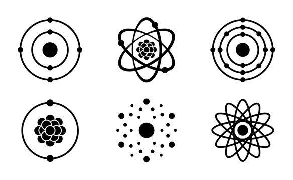 Atomic Structure Icons, Bohr Model Diagrams, Scientific Concepts, Chemistry Symbols, Vector Graphics