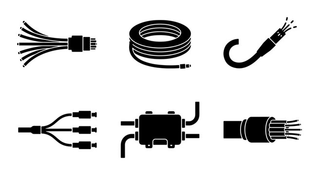 Electrical Cables and Connectors, Wire Harness, Coaxial Cable, Audio Video Cables, Technology Icons