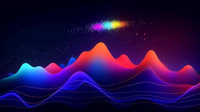 Digital blue and purple mountain curve abstract background