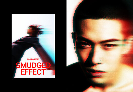 Blur Glitch Photo Effect &ndash; Digital Distortion for Poster & Social Media (PSD)