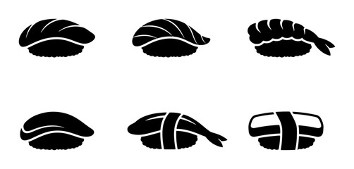 Sushi Icons Set, Japanese Food Vector Graphics, Asian Cuisine Illustrations © DesignHost