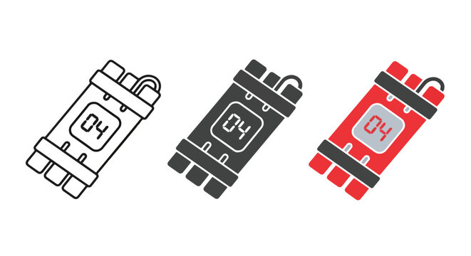Digital dynamite timer icon set - logo icons vector set. Blue, Black and white icons