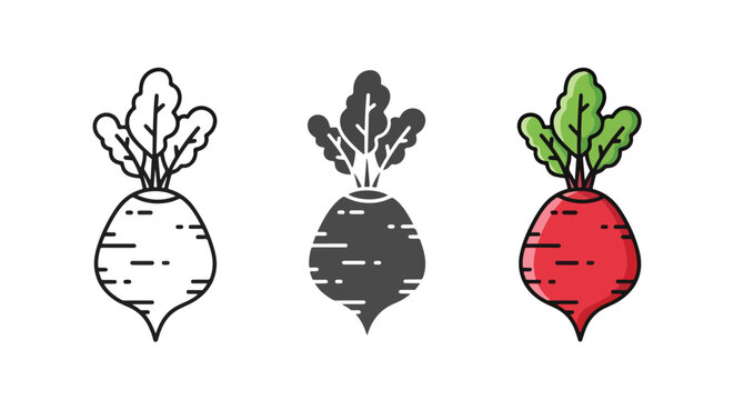 Fresh red beet vegetable icon vector set - Glyph solid icon - Editable modern style icon - Clipart, sticker - icon set - Clipart