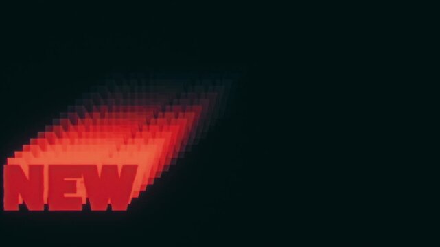 New Text DVD bounce animation red green blue color changing on black background &mdash; retro VHS echo effect seamless loop motion graphic