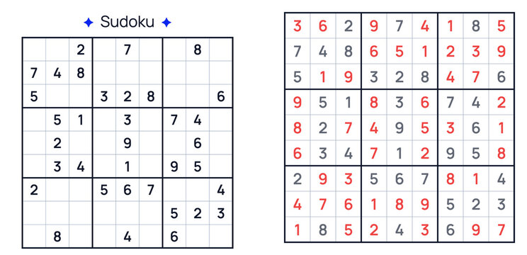 Classic medium sudoku puzzle with numbers filled and empty spaces  