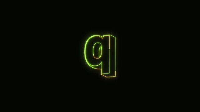 Alphabet q Neon Text Seamless Loop 4K Black Background Animated Promotional Typography for Video Editing