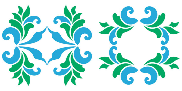 Decorative floral border with red background and pale strip.