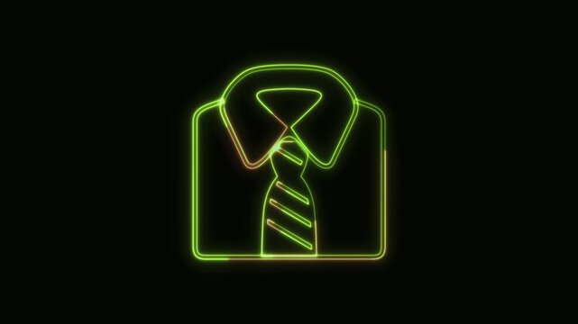 Necktie Icon Neon Seamless Loop 4K Black Background Animated Promotional Typography for Video Editing