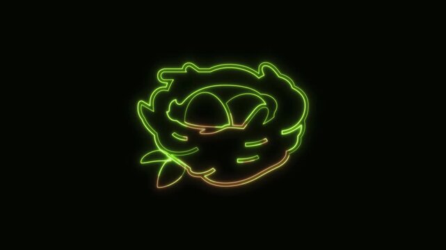 Nest with Eggs Icon Neon Seamless Loop 4K Black Background Animated Promotional Typography for Video Editing