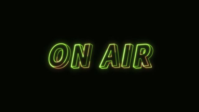 On Air Neon Text Seamless Loop 4K Black Background Animated Promotional Typography for Video Editing