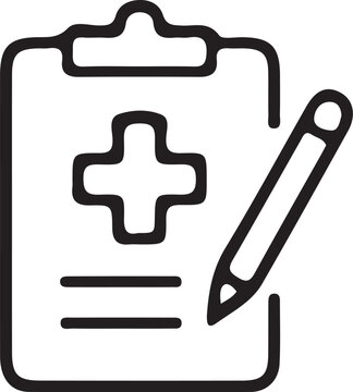 Medical document with a pencil on a clipboard isolated on white background