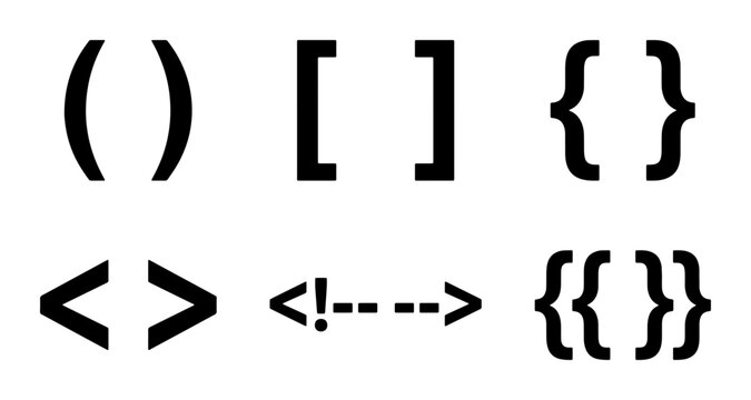 Punctuation Symbols Set, Brackets and Parentheses Collection, Graphic Design Elements