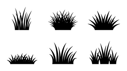 Grass Clumps Vector Icons, Silhouette Elements for Nature and Lawn Design © Sourov