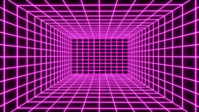 Pink grid room retro cyber bg able to loop endless 4k
