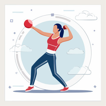 Woman Athlete Throwing Shot Put