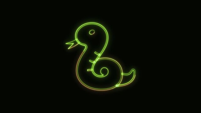 Snake Icon Neon Seamless Loop 4K Black Background Animated Promotional Typography for Video Editing