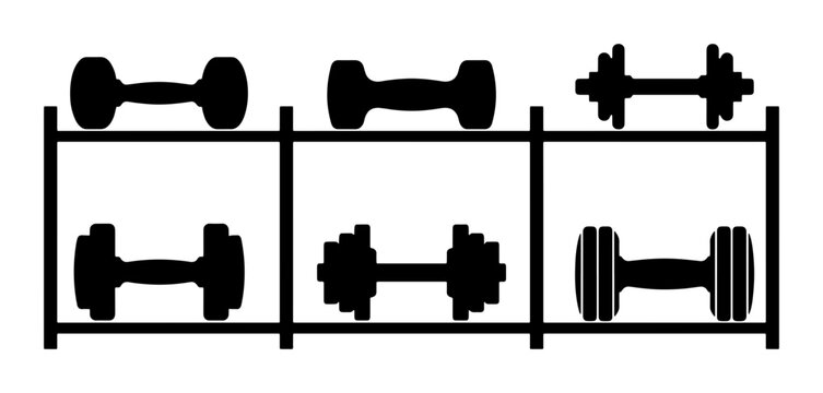 Dumbbell Set Collection, Fitness Equipment Icons, Gym Weights Vector Graphics