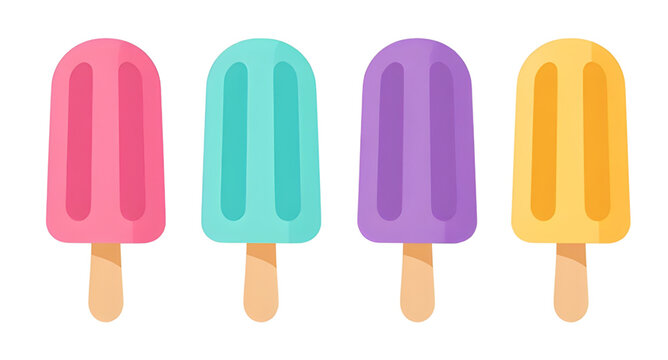 refreshing, popsicle, icecream, frozen, dessert, sweet, summer, treat, colorful, snack, fruity, cold, stick, candy, vector, illustration, isolated