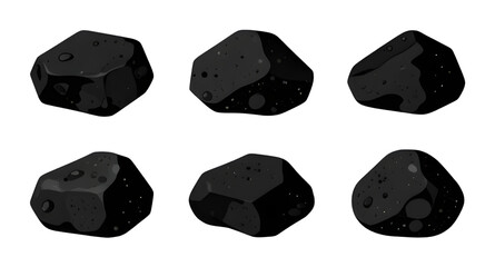 pebbles, stones, black, cartoon, rocks, boulders, nature, gameasset, gravel, mineral, isolated, ground, texture, vector, illustration, design, collection © mrpixel