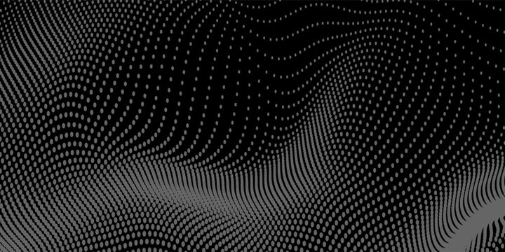 Dot white black wave technology texture background. Abstract big data digital concept. 3d rendering.