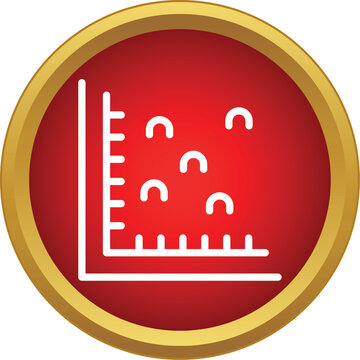 Scatter plot representing data analysis and statistics in a red circle icon