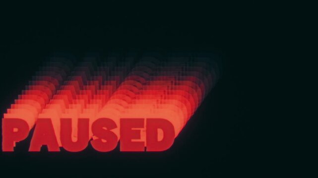 Paused Text DVD bounce animation red blue color changing on black background &mdash; retro VHS echo effect seamless loop motion graphic