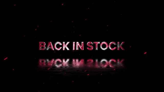 Back In Stock Rusty Metal Text Animation 4K Retail Promotion Call to Action for Ecommerce Restock and Customer Engagement