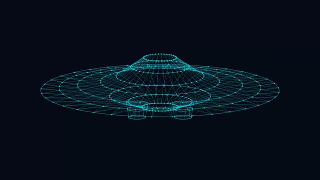 Futuristic Wireframe Ufo Model Spinning for Abstract Science Tech Projects