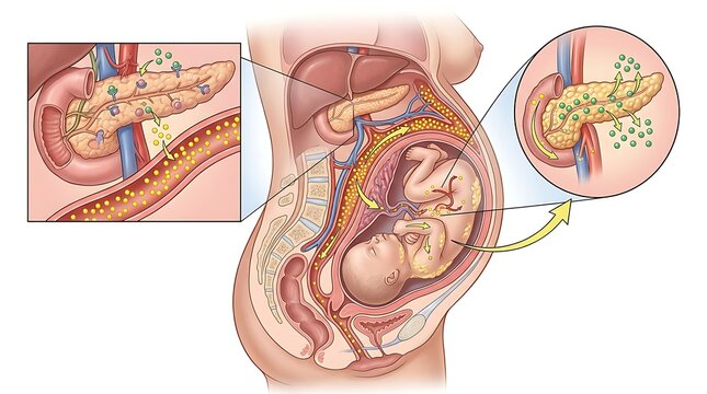 Gestational Diabetes Pregnancy Blood Sugar Illustration