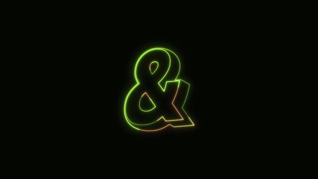 Ampersand Neon Text Seamless Loop 4K Black Background Animated Promotional Typography for Video Editing