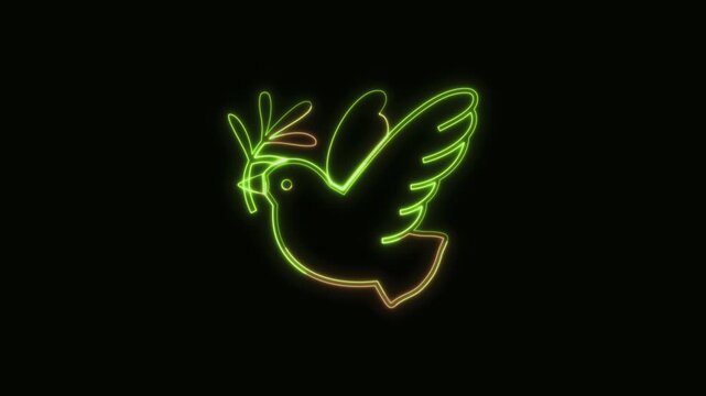 Bird Icon Neon Seamless Loop 4K Black Background Animated Promotional Typography for Video Editing