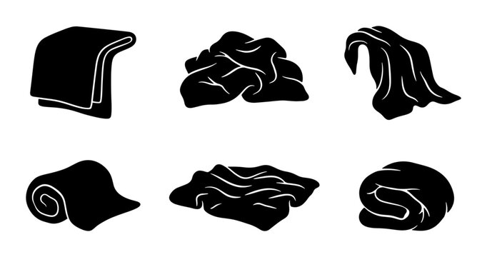 Textile Icons Set: Fabric Swatches, Cloth Folds, and Material Textures, Vector Graphics