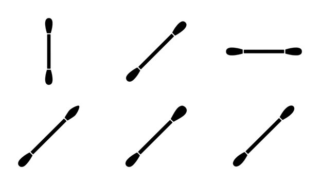 Cotton Swab Icons, Q-Tip Vector Graphics Set, Personal Care Hygiene Tool Illustrations