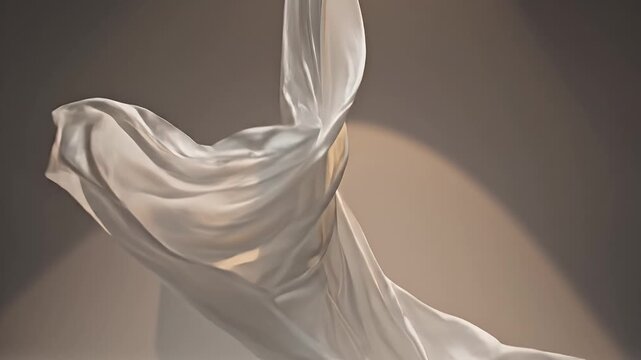 Draped White Fabric Over a Peach-Toned Abstract Torso Under Soft Studio Lighting