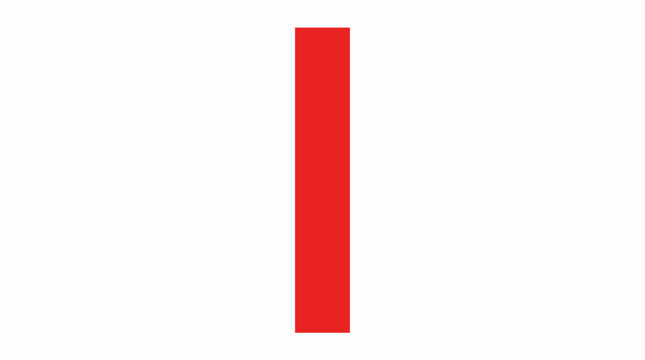 Red vertical rectangle on white background, minimalist geometric shape vector, solid red bar graphic element for design layouts