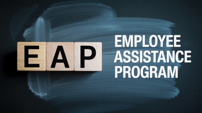 Employee Assistance Program EAP Concept with Wooden Blocks on Dark Background
