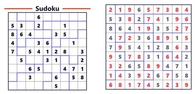 Sudoku puzzle grid with filled and empty cells in blue outline  